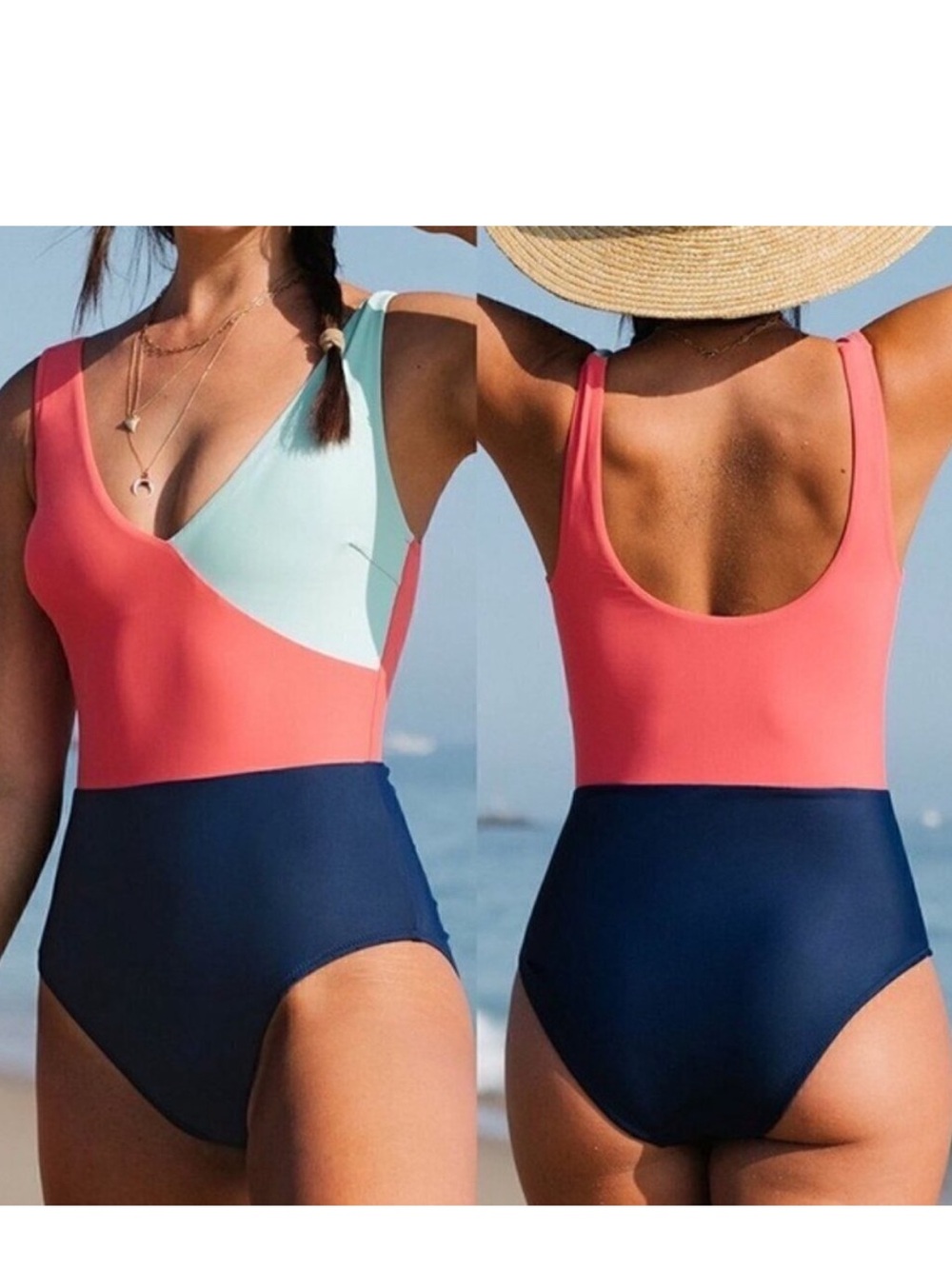 CUPSHE‎ Colorblock One-Piece Swimsuit Large NWT